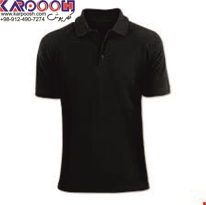 تیشرت جودون یقه دار سه دکمه آستین کوتاه مشکی