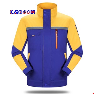 لباس کار طرح کاپشن و شلوار طوسی _ آبی مدل سام