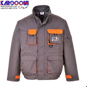 لباس کار طرح کاپشن و شلوار مهندسی کتان طوسی-نارنجی آرتان