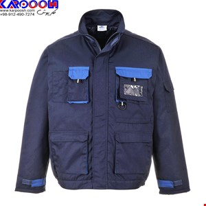 لباس کار طرح کاپشن و شلوار مهندسی کتان سرمه ای-آبی آرتان