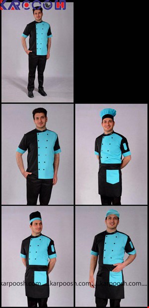 پیراهن آشپزی بردیا مشکی-آبی