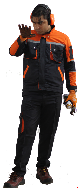 لباس کار طرح مهندسی مدل کیوان (سرمه ای _نارنجی)